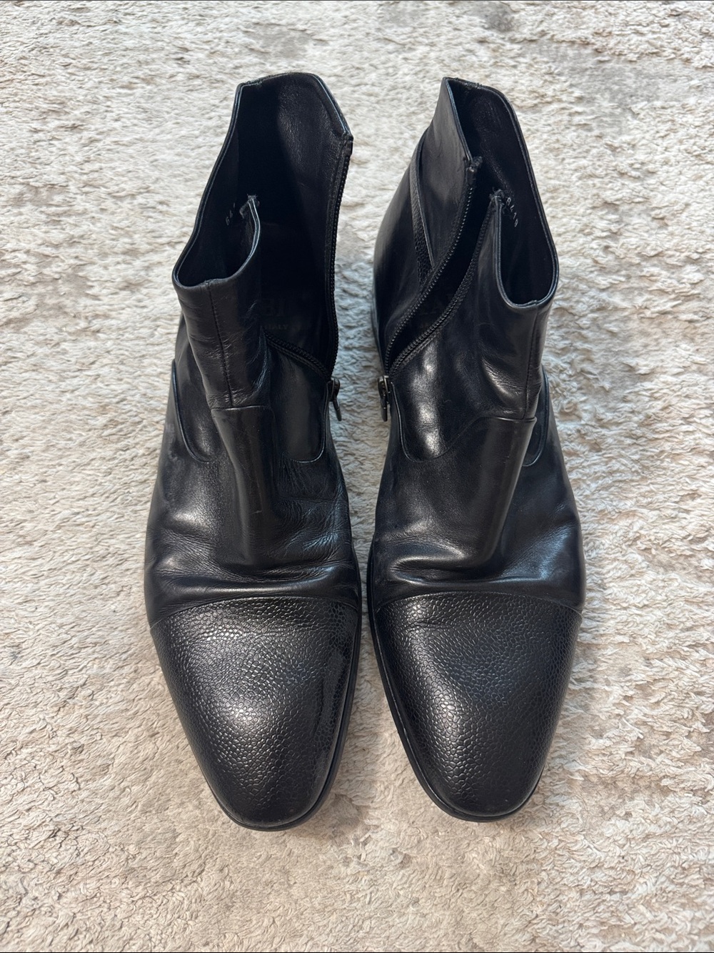 Black Leather Zip Dress Boots Made in Italy 🇮🇹